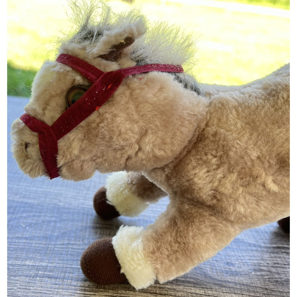 1999 Plushland Horse Pony Plush Stuffed Animal Tan Light Brown & White